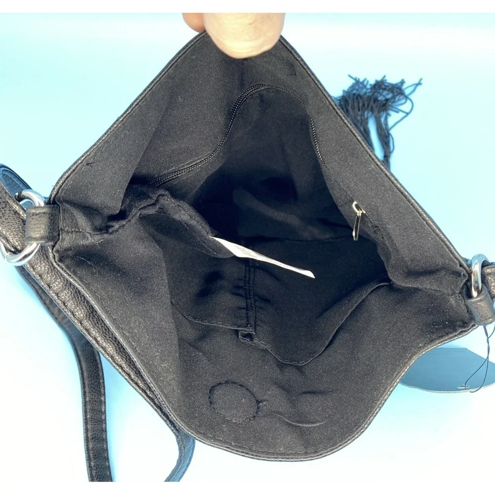 T-shirt And Jeans‎ Brand Black Faux Leather Boho Crossbody Bag Purse